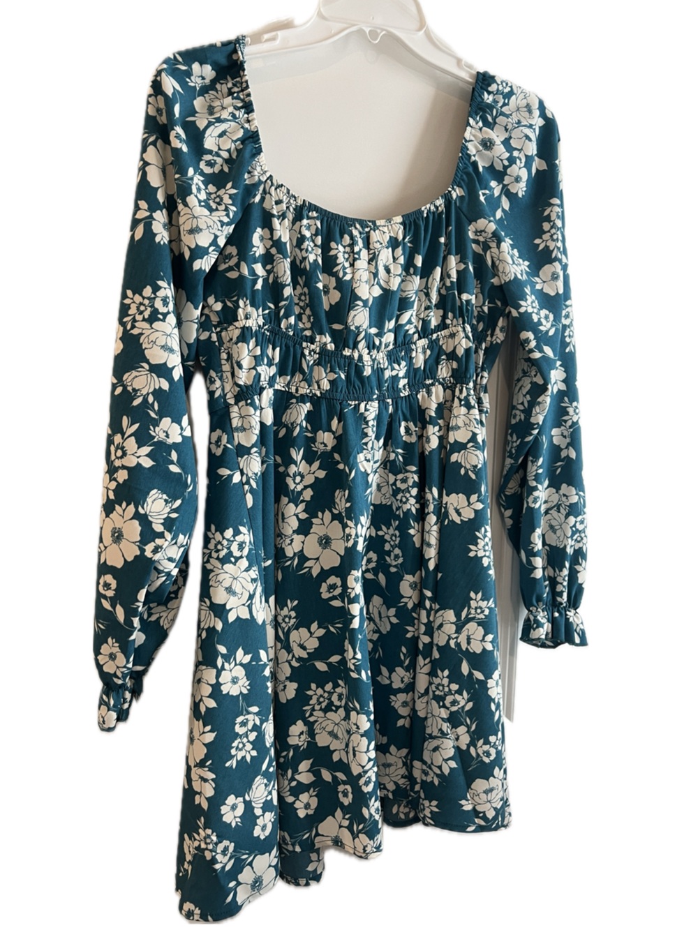 Inspired Hearts Teal and Cream Floral Dress